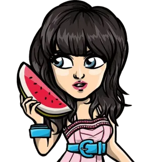🍉 아바타, 여자, 수박, 여름, 음식, 만화 telegram sticker