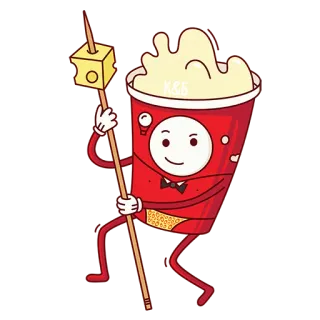 🧘‍♂️ popcorn, cartoon, character, food, animation telegram sticker