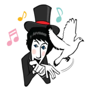 🎼 magician, magic, dove, top hat, music notes, cartoon telegram sticker