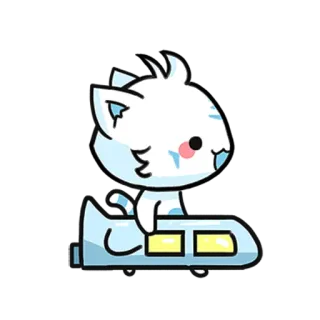 ✈️ 고양이, 비행기, 카와이, 귀여운, 만화 telegram sticker