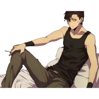 🚸 ผู้ชาย, บุหรี่, สูบบุหรี่, ผ่อนคลาย, อนิเมะ, ภาพประกอบ telegram sticker