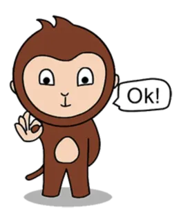 👌 Ok! aap, cartoon, oké, goedkeuring, schattig telegram sticker