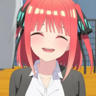 😄 Nino Nakano The Quintessential Quintuplets Anime, Dibujos animados, Personaje, Pelo rojo, Sonriendo, Nino Nakano, The Quintessential Quintuplets telegram sticker
