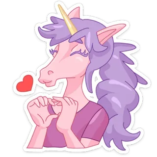 😘 unicorn, heart, love, animal, cute, sticker whatsapp sticker