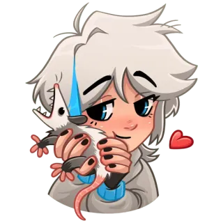 😘 possum, cartoon, cute, animal, sticker, heart, hug telegram sticker