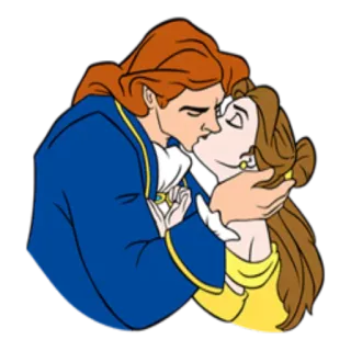 ❤ Belle and Beast Beauty and the Beast การ์ตูน, คู่รัก, จูบ, ความรัก, ดิสนีย์, เบลล์, อสูร telegram sticker