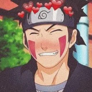 🔸 Kiba Inuzuka Naruto animé, Kiba Inuzuka, Naruto, coeurs, ninja, dessin animé, souriant telegram sticker