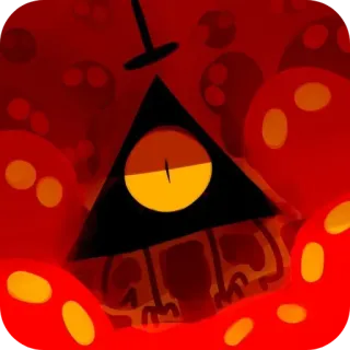 🔳 Bill Cipher Gravity Falls บิล ไซเฟอร์, สามเหลี่ยม, ตาเดียว, แกรวิตี้ ฟอลส์, การ์ตูน, สีเหลือง telegram sticker