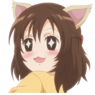 😍 anime girl, cute, cat ears, sparkly eyes, cartoon, kawaii, sticker whatsapp sticker