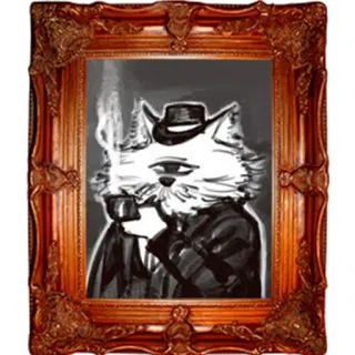 😔 cat, smoking, portrait, frame, hat, monocle, suit, pipe telegram sticker