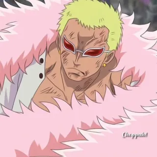 🦩 Donquixote Doflamingo One Piece อนิเมะ, สีชมพู, โดฟลามิงโก้, ตัวร้าย, วันพีซ telegram sticker