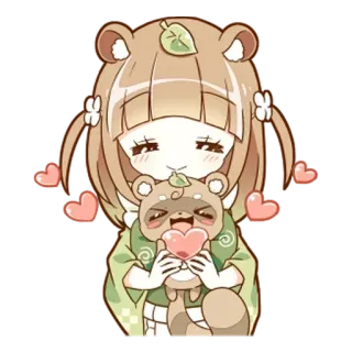 🌟 Anime, Kawaii, Niedlich, Bär, Herzen telegram sticker