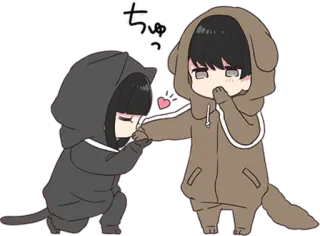 😚 ちゅっ hôn, anime, chó, mèo, dễ thương, kawaii telegram sticker