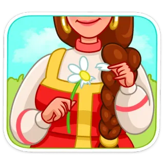 ❤️ donna, fiore, treccia, margherita, cartone animato, sticker whatsapp sticker