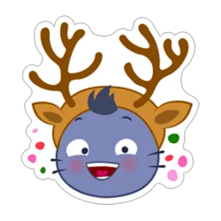 😆 Tier, Rentier, Niedlich, Geweih, Cartoon, Winter, Feiertag whatsapp sticker