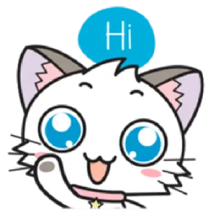 👋 Hi gato, kawaii, fofo, amigável, desenho animado whatsapp sticker