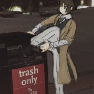 🗑 trash only déchets, personnage, autocollant, animé, poubelle telegram sticker