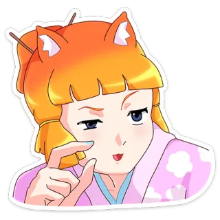 😔 anime girl, fox ears, cute, cartoon, character telegram sticker