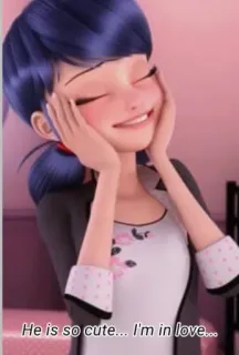 😍 Marinette Miraculous Ladybug He is so cute... I'm in love... Marinette, Miraculous Ladybug, amour, mignon, dessin animé whatsapp sticker
