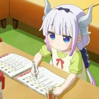 🍮 Kanna Kamui Miss Kobayashi's Dragon Maid Kanna, Anime, Dragon, Kawaii, Mignon, Miss Kobayashi's Dragon Maid, Personnage telegram sticker