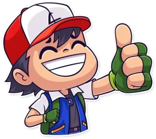 👍 Ash Ketchum Pokemon Ash Ketchum, Pokemon, anime, cartoon, thumbs up telegram sticker