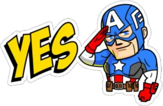😌 Captain America YES super-herói, Marvel, quadrinhos, adesivo, Capitão América, saudação telegram sticker