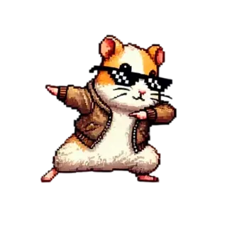 👍 仓鼠, 眼镜, 夹克, Dab舞, 表情包, 像素画, 动物, 啮齿动物 whatsapp sticker