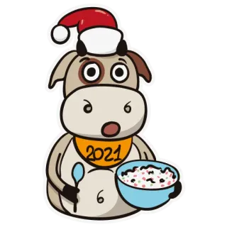🥄 2021 牛, 動物, 新年, お祝い, かわいい, 漫画 telegram sticker