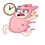 ⌛️ desenho animado, correndo, relógio, rosa, monstro whatsapp sticker