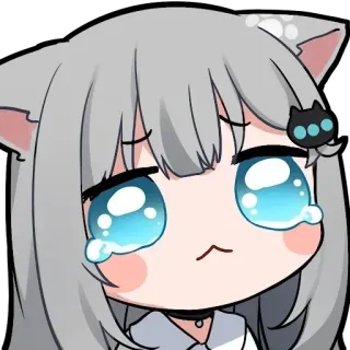 😢 猫, アニメ, 悲しい, 泣く, かわいい, 可愛い, 感情的, アバター telegram sticker