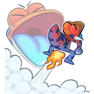 🔥 Frosch, Rakete, Geschwindigkeit, Cartoon, Tier, Reptil telegram sticker