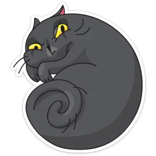 👀 gato, animal, lindo, pegatina, dibujo animado, gato negro telegram sticker