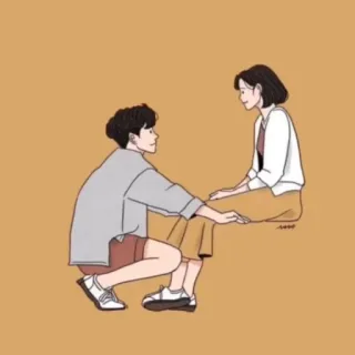 💕 pareja, relación, amor, sentado, arte, ilustración telegram sticker