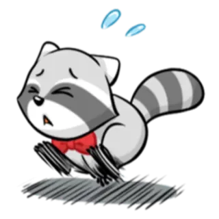 🏃‍♂ енот, мультфильм, животное, грустный, слезы, расстроенный telegram sticker