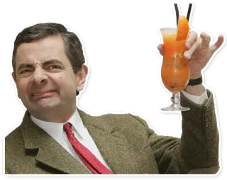 🍹 Mr. Bean Мистер Бин, коктейль, смешной, комик, Роуэн Аткинсон telegram sticker