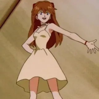 ❤️ Asuka Langley Soryu Neon Genesis Evangelion anime, character, girl, dress, smiling telegram sticker