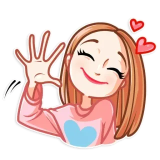 👋 desenho animado, menina, corações, fofo, adesivo telegram sticker