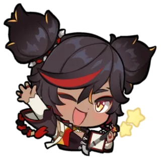 🌟 Xinyan Genshin Impact Videospiel, Anime, Gitarre, süß, lächelnd, Genshin Impact whatsapp sticker