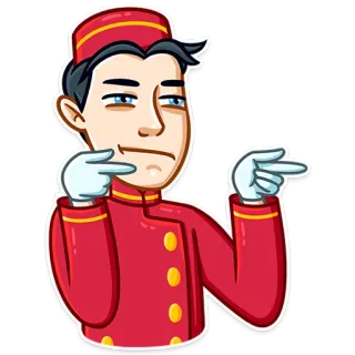 😑 Hotel, Botones, Persona, Servicio, Gesto, Dibujo animado telegram sticker
