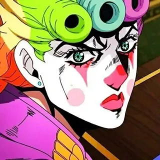 🤡 Giorno Giovanna JoJo's Bizarre Adventure Giorno Giovanna, JoJo's Bizarre Adventure, anime, manga, clown, makeup whatsapp sticker