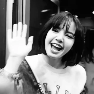 🌟 Lisa kobieta, K-pop, Lisa, Blackpink, piosenkarka, celebrytka, uśmiechnięta, machająca telegram sticker
