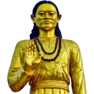 ✋ statue, golden, hand gesture, religious figure, spiritual, meditation, necklace telegram sticker