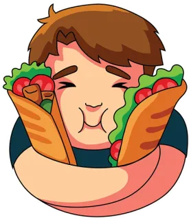 ❤️ Taco, Comida, Wrap, Delicioso, Desenho animado, Comendo telegram sticker