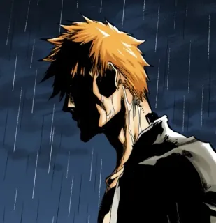 😠 Ichigo Kurosaki Bleach Anime, Manga, Bleach, Ichigo Kurosaki, Personaggio, Pioggia telegram sticker