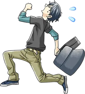 😓 cartoon, running, businessman, hurrying telegram sticker