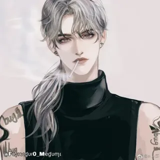🚬 Anime, Arte, Personaje, Ilustración, Hombre, Dibujo whatsapp sticker