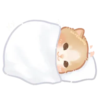🐾 Kapebtang かわいい, 可愛い, 猫, 眠い, 毛布, 動物 telegram sticker