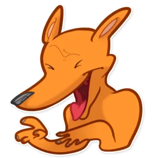 😝 volpe, cartone animato, animale, arancione, che ride telegram sticker
