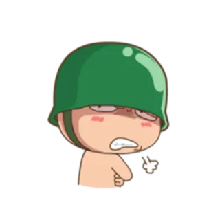 😠 soldier, cartoon, helmet, offensive gesture whatsapp sticker
