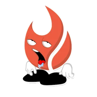 😒 feu, dessin animé, bave, personnage, flamme, illustration telegram sticker